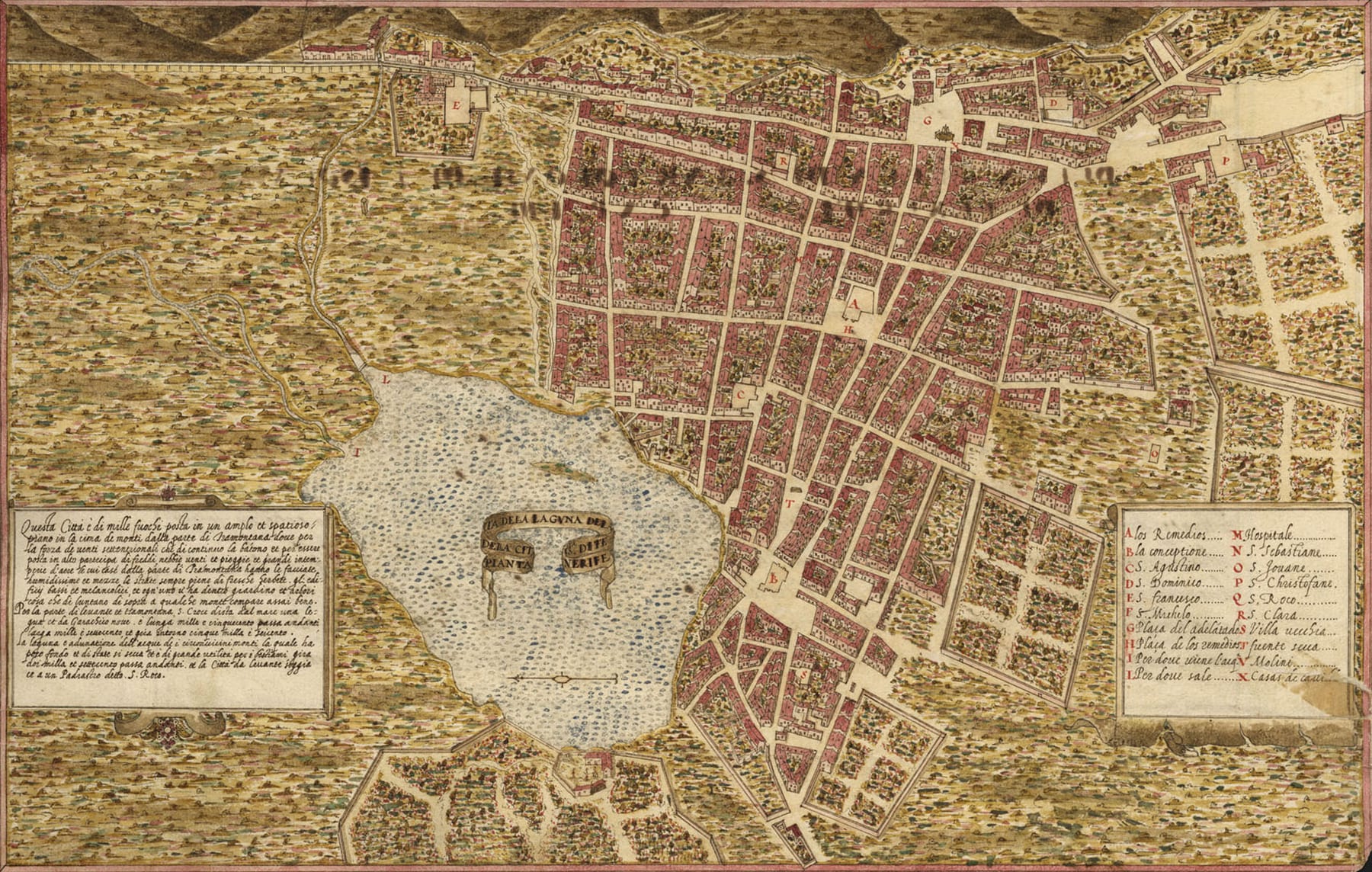 San Cristóbal de La Laguna en un grabado de Leonardo Torriani (h. 1590)