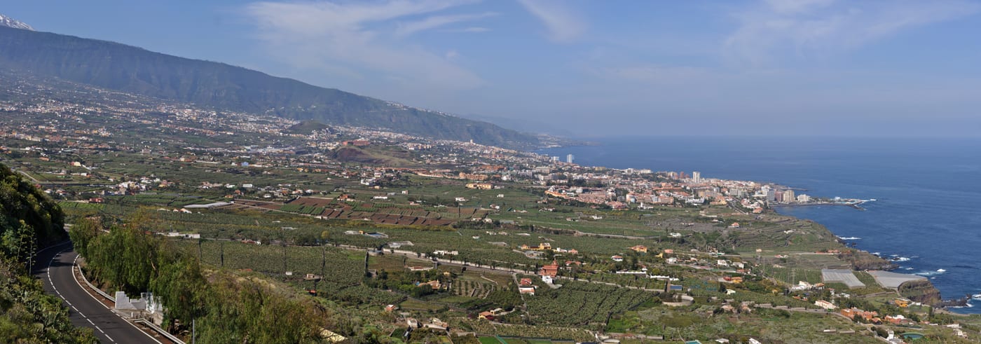El valle de La Orotava, cuna de la denominación de origen vinícola, con el Teide al fondo
