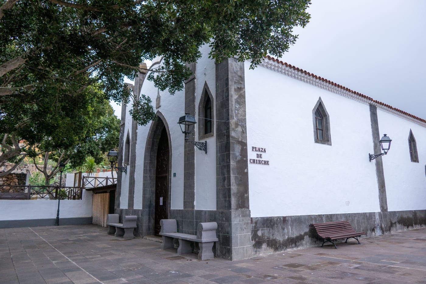The church and square of the traditional village of Chirche, Guía de Isora.